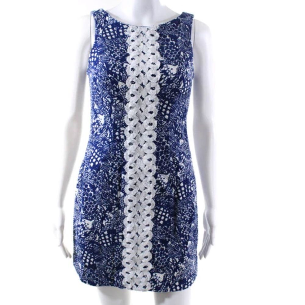 Lilly Pulitzer for Target Womens Fish Print Sleeveless Dress Blue White Size 2